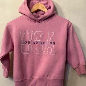 Zara Pink Pullover Hoodie with USA Los Angeles Print